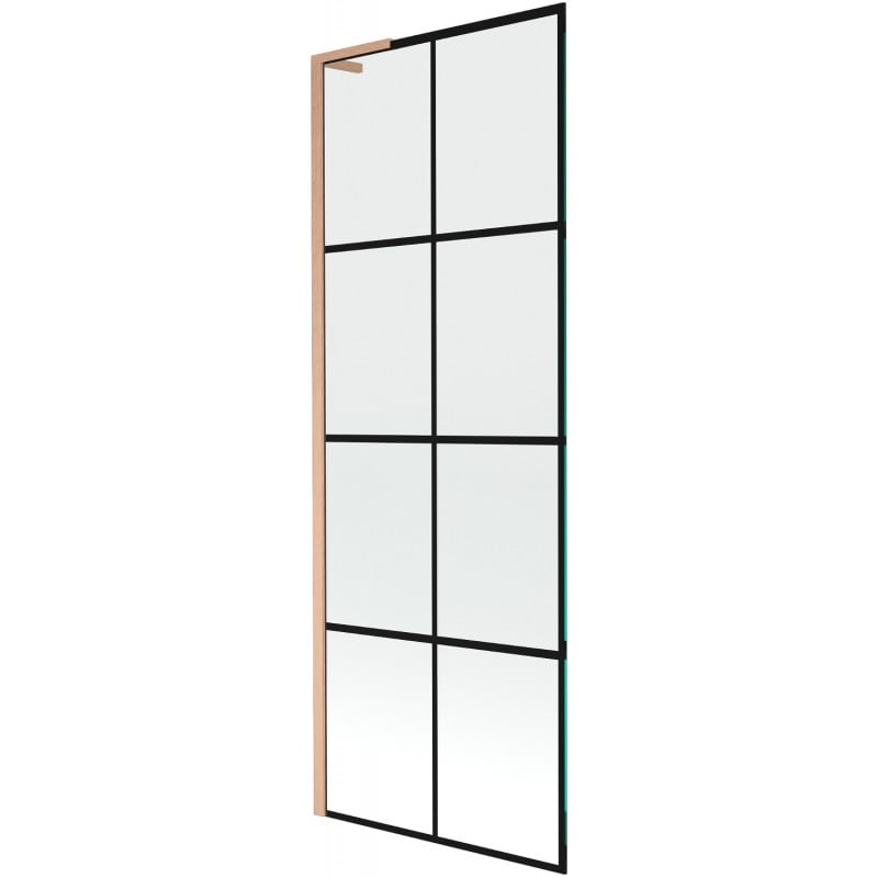 Mexen Next L Bathtub Screen 1-panel 70 x 150 cm, Black Grid, Brushed Copper - 895-070-000-03-77-65