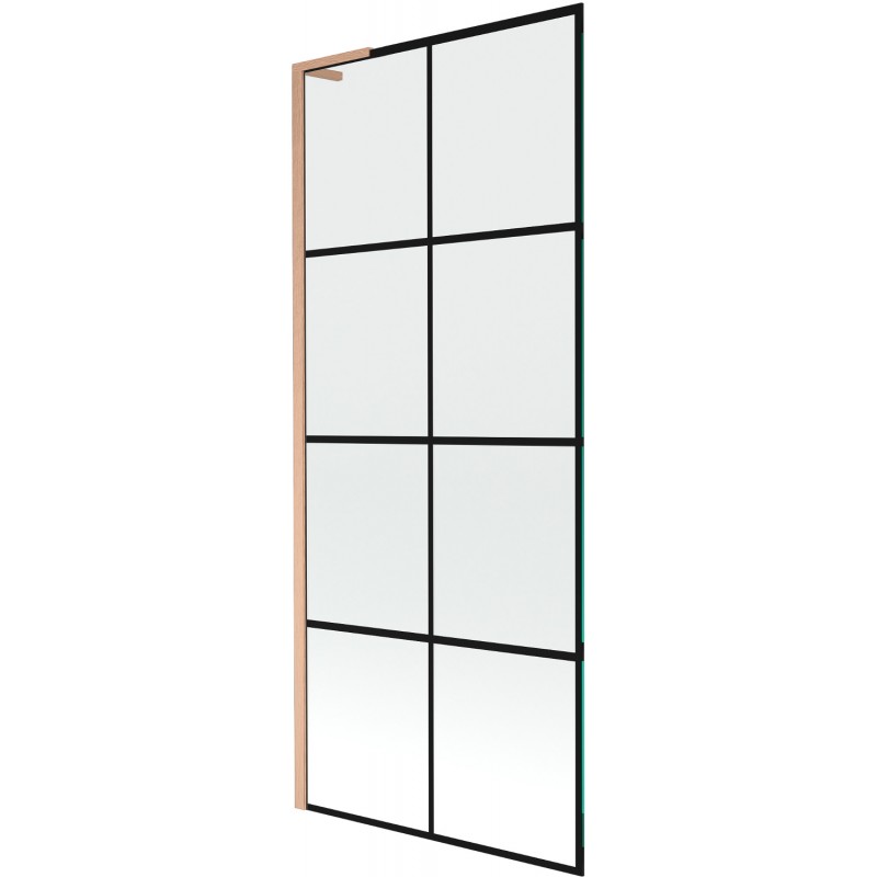 Mexen Next L Badewannen-Faltwand 1-flügelig 80 x 150 cm, schwarzes Muster, gebürstetes Kupfer - 895-080-000-03-77-65