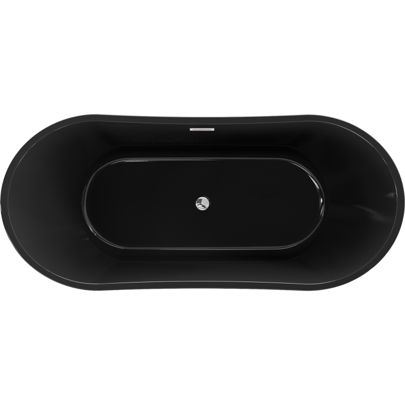 Mexen Montana fristående badkar 170 x 80 cm, svart, krom överflödesskydd - 52011708070-01