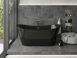 Mexen Montana freistehende Badewanne 170 x 80 cm, schwarz, mit Überlauf in Chrom - 52011708070-01