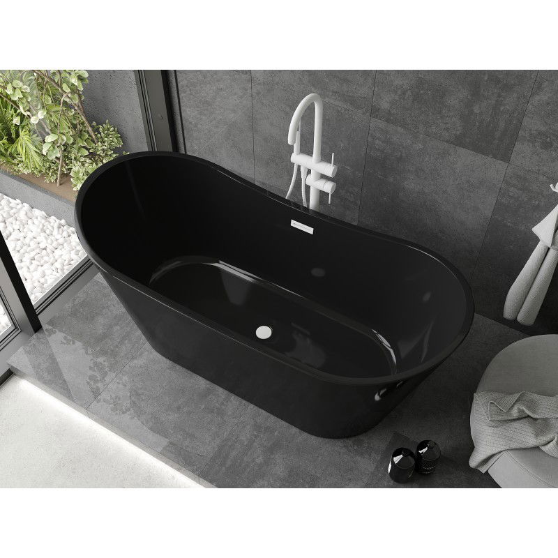 Mexen Montana freestanding bathtub 170 x 80 cm, black, white overflow - 52011708070-20