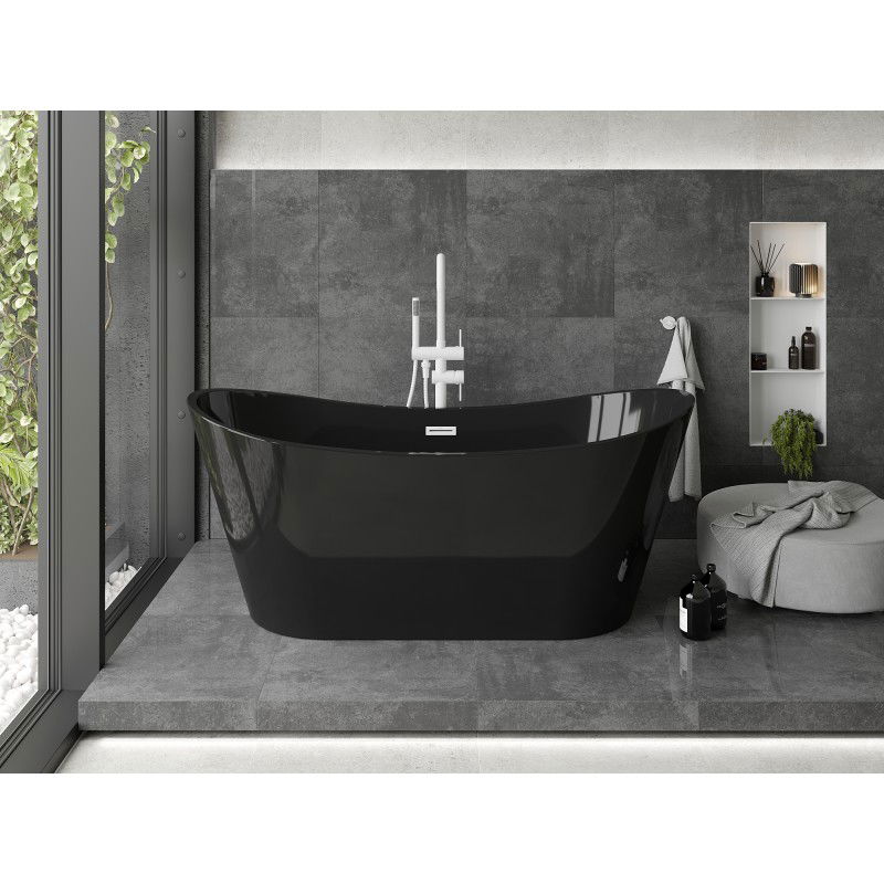 Mexen Montana vasca da bagno freestanding 170 x 80 cm, nera, troppopieno bianco - 52011708070-20