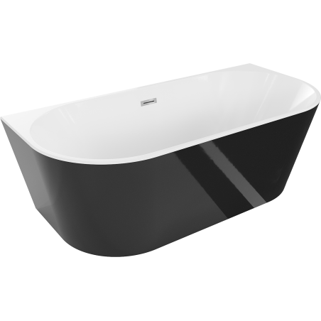 Mexen Oval freestanding wall-adjacent bathtub 170 x 80 cm, white/black, chrome overflow - 52671708075-01