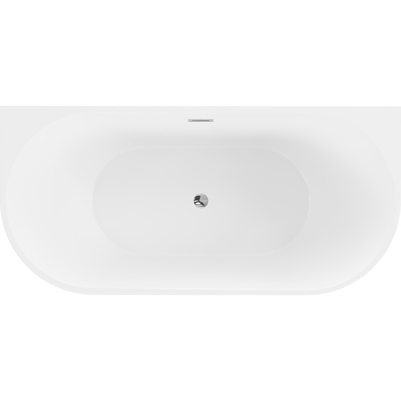 Mexen Oval wanna wolnostojąca przyścienna 170 x 80 cm, biała/czarna, przelew chrom - 52671708075-01