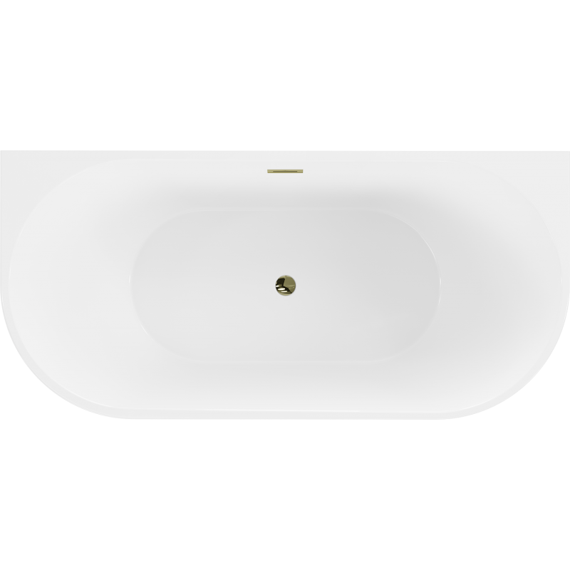 Mexen Oval wanna wolnostojąca przyścienna 170 x 80 cm, biała/czarna, przelew złoty - 52671708075-50
