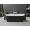 Mexen Oval wanna wolnostojąca przyścienna 160 x 80 cm, biała/czarna, przelew chrom - 52671608075-01