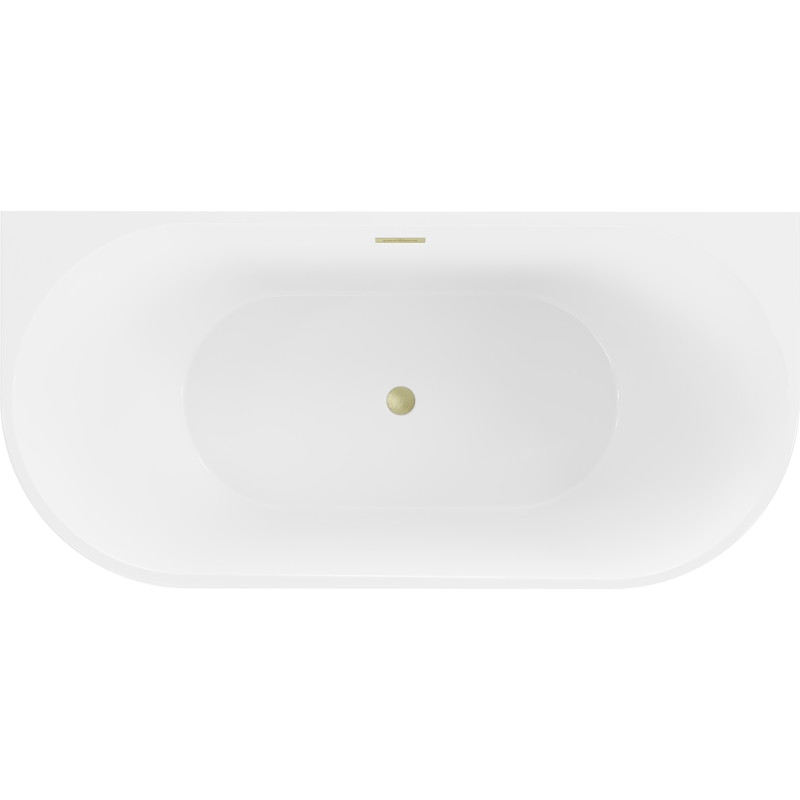 Mexen Oval wanna wolnostojąca przyścienna 170 x 80 cm, biała/czarna, przelew złoty szczotkowany - 52671708075-55