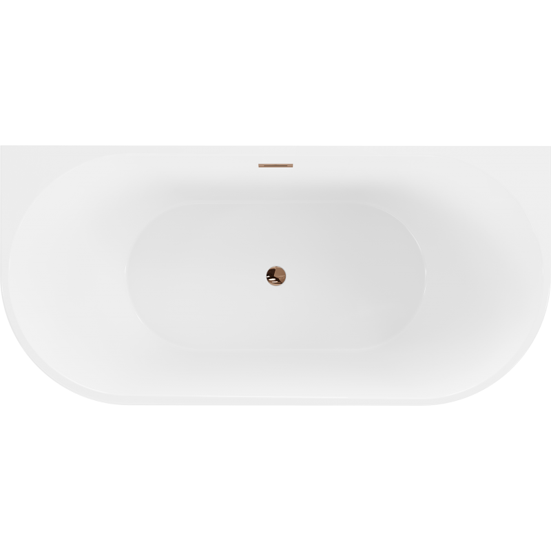 Mexen Oval freestanding wall-side bath 160 x 80 cm, white/black, overflow rose gold - 52671608075-60