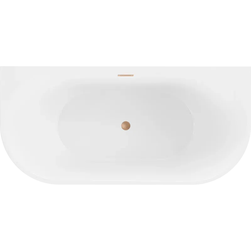 Mexen Oval 160 x 80 cm vapaasti seisova seinään kiinnitettävä kylpyamme, valkoinen/musta, harjattu kuparinen ylivuoto