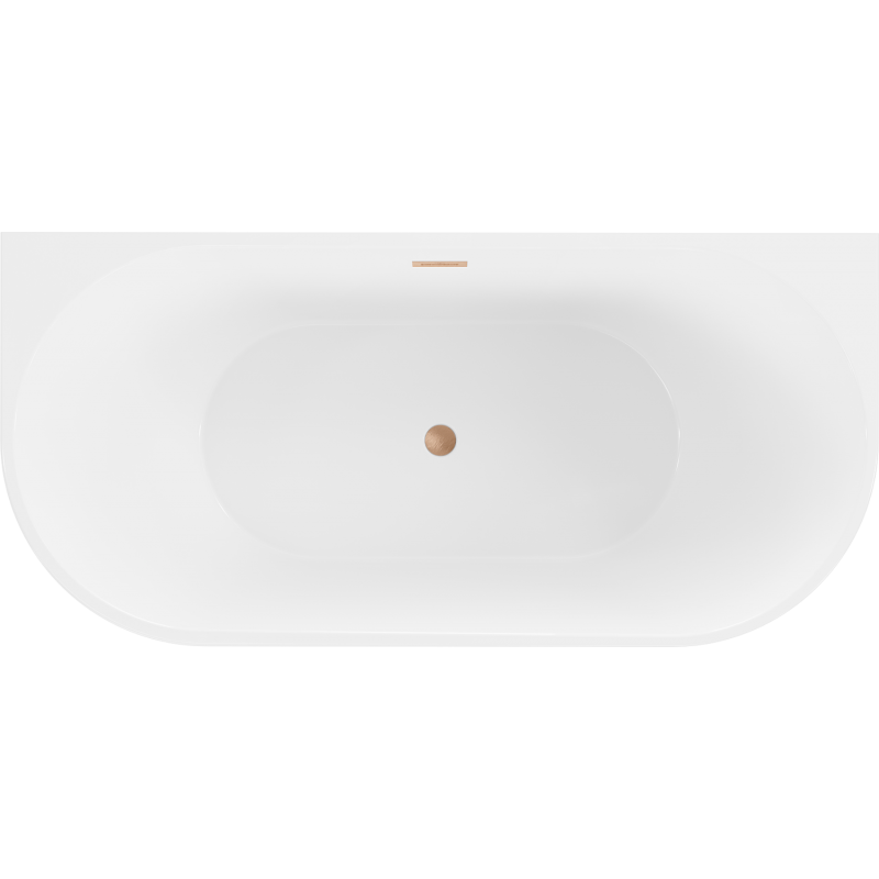 Mexen Oval banheira independente encostada à parede 170 x 80 cm, branca/preta, transbordo cobre escovado - 52671708075-65