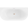 Mexen Oval freistehende Wandbadewanne 170 x 80 cm, weiß/schwarz, gebürsteter Messingüberlauf - 52671708075-65