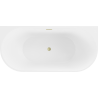 Mexen Oval wanna wolnostojąca przyścienna 160 x 80 cm, biała/czarna, przelew złoty szczotkowany - 52671608075-55