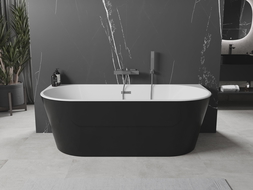Mexen Oval freestanding wall bathtub 160 x 80 cm, white/black, overflow gun metal - 52671608075-95