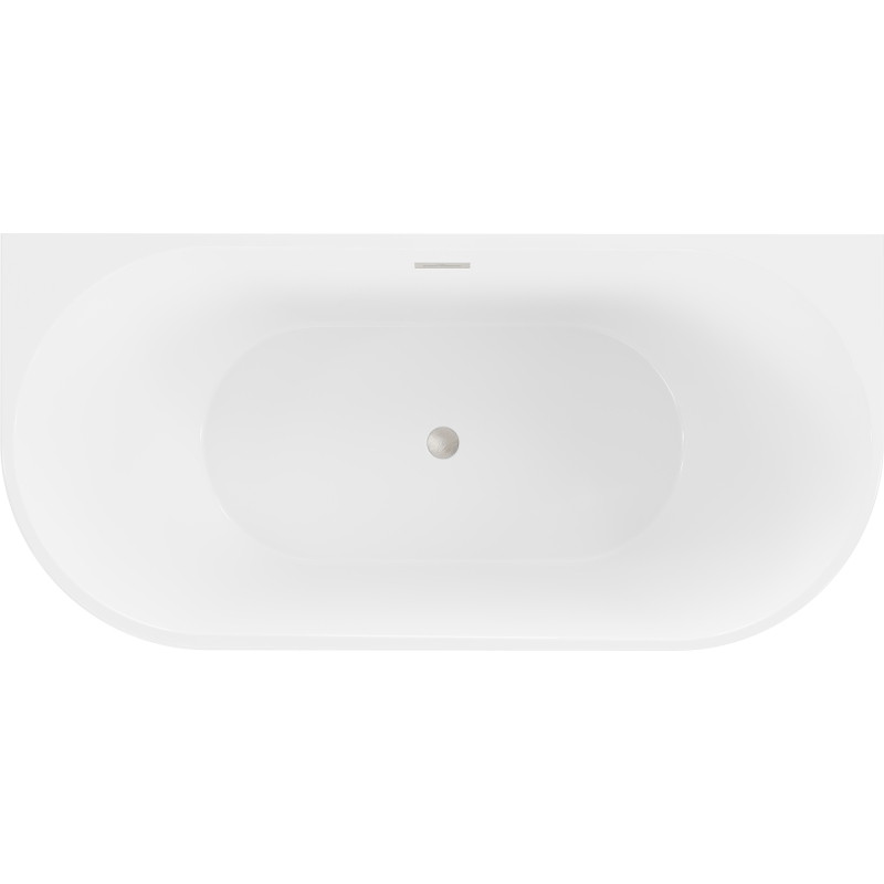 Mexen Oval wanna wolnostojąca przyścienna 160 x 80 cm, biała/czarna, przelew nikiel szczotkowany - 52671608075-97