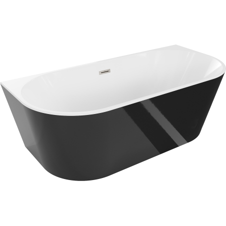 Mexen Oval freestanding wall-mounted bath 170 x 80 cm, white/black, brushed nickel overflow - 52671708075-97