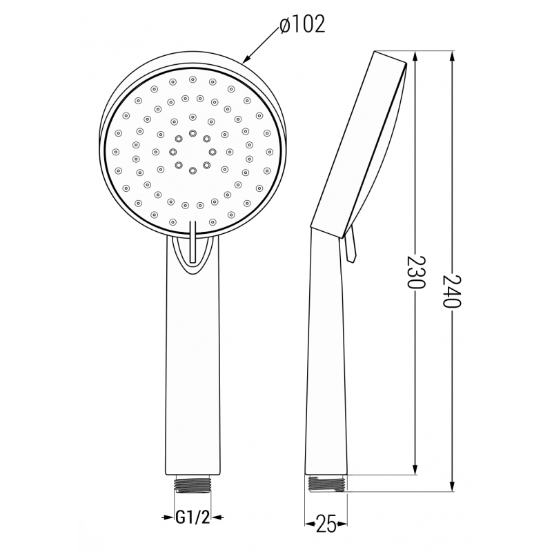 Mexen R-75 pomme de douche à 3 fonctions, noire - 79575-70