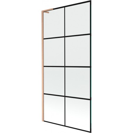 Mexen Next L vanniekraan üks-uksega 90 x 150 cm, must ruudustik, harjatud vask - 895-090-000-03-77-65