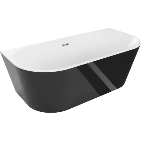 Mexen Oval freistehende Wandbadewanne 160 x 80 cm, weiß/schwarz, Chromüberlauf - 52671608075-01