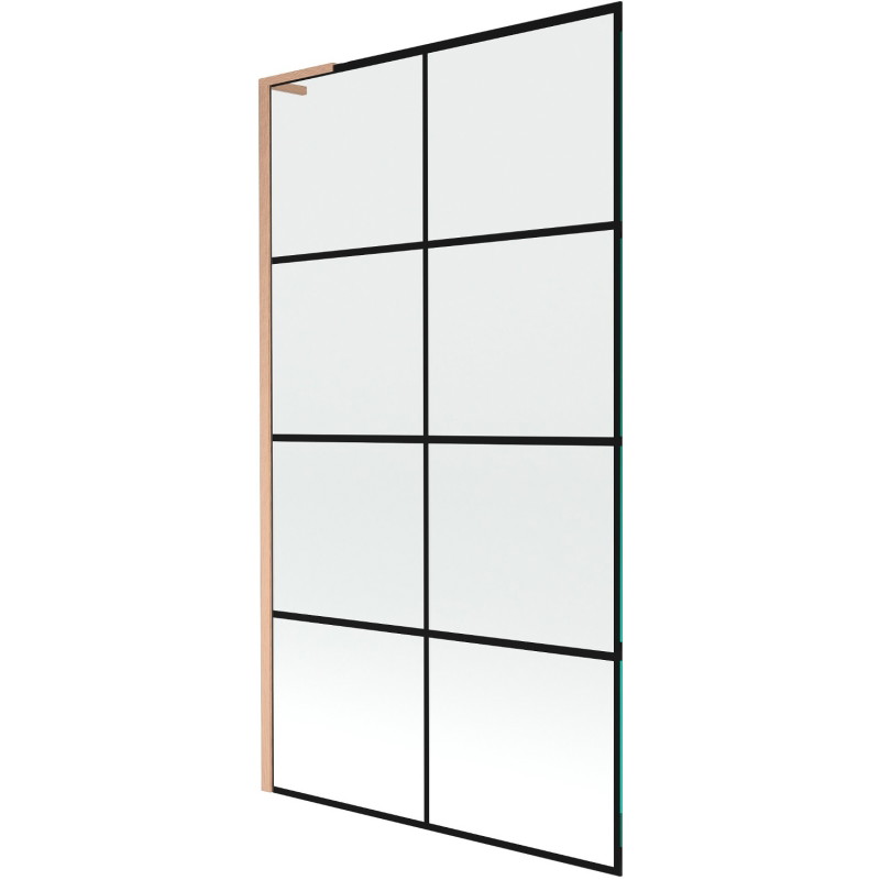 Mexen Next L paravan za kadu s jednim krilom 100 x 150 cm, crna rešetka, brušeni bakar - 895-100-000-03-77-65