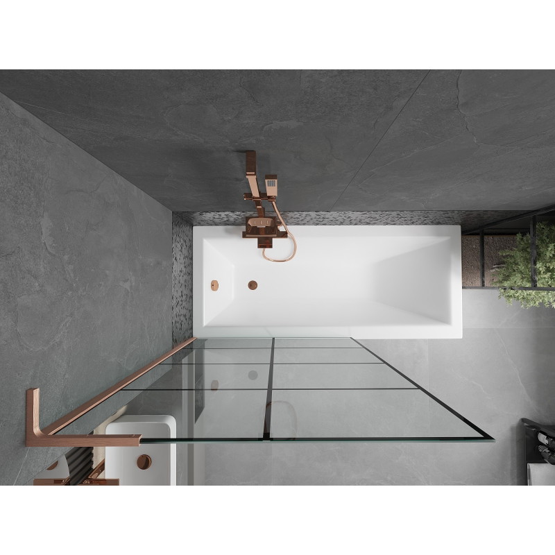 Mexen Next L vannisirm 1-lehega 100 x 150 cm, must ruudustik, harjatud vask - 895-100-000-03-77-65