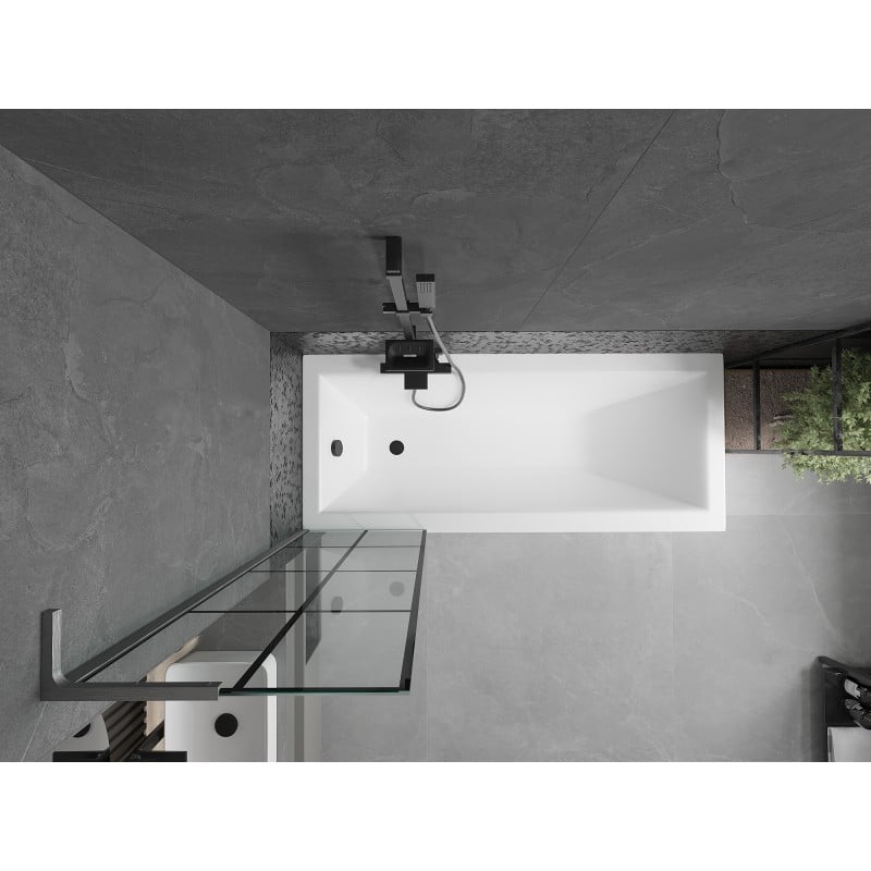 Mexen Next L divisória de chuveiro de 1 folha 50 x 150 cm, grelha preta, cinzento pistola escovado - 895-050-000-03-77-66