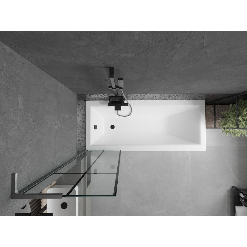 Mexen Next L mampara de baño de 1 hoja 50 x 150 cm, rejilla negra, gris pistola cepillado - 895-050-000-03-77-66