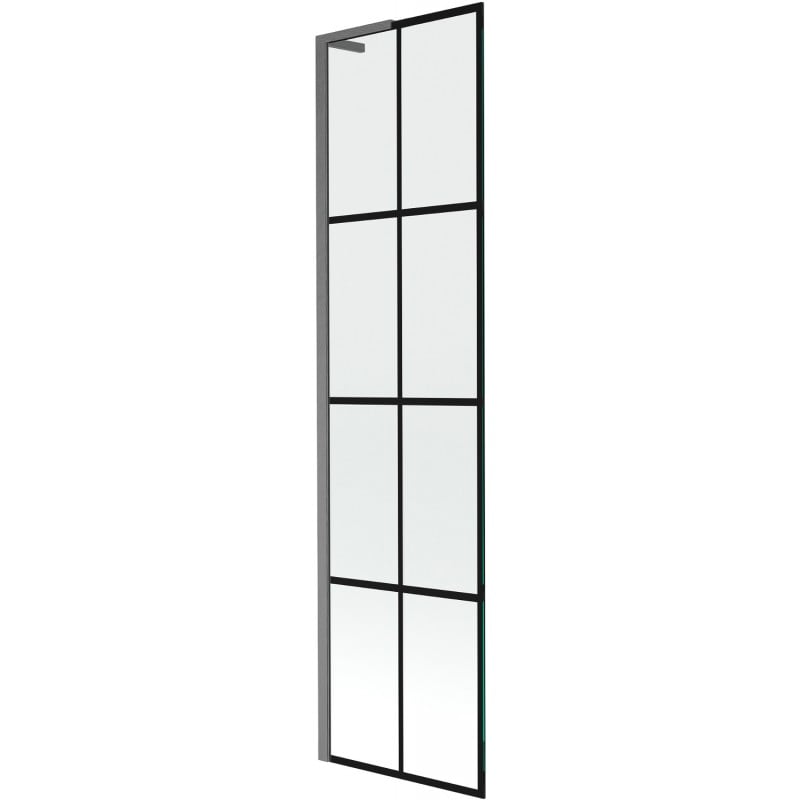 Mexen Next L duschvägg 1-flyg 50 x 150 cm, svart rutmönster, borstad gun gray - 895-050-000-03-77-66