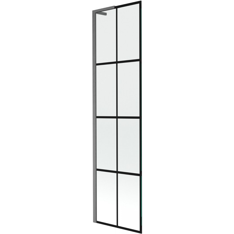 Mexen Next L parawan nawannowy 1-skrzydłowy 50 x 150 cm, czarna kratka,  gun gray szczotkowany - 895-050-000-03-77-66