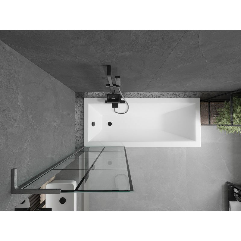 Mexen Next L badwand 1-delig 60 x 150 cm, zwart raster, geborsteld geweergrijs - 895-060-000-03-77-66