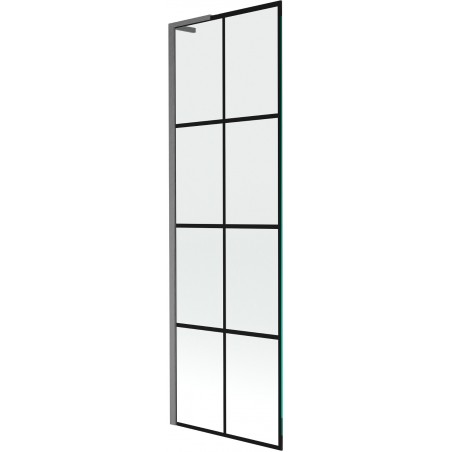 Mexen Next L mampara de bañera de 1 hoja 60 x 150 cm, cuadrícula negra, gris metálico cepillado - 895-060-000-03-77-66
