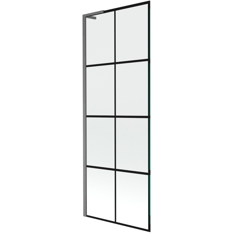 Mexen Next L paravan za kadu 1-krilni 70 x 150 cm, crna rešetka, gun gray četkani - 895-070-000-03-77-66