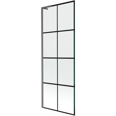 Mexen Next L parawan nawannowy 1-skrzydłowy 70 x 150 cm, czarna kratka,  gun gray szczotkowany - 895-070-000-03-77-66