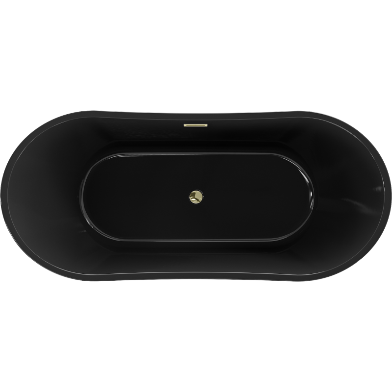 Mexen Montana Freestanding Bathtub 170 x 80 cm, Black, Gold Overflow - 52011708070-50