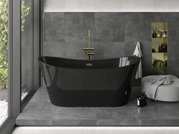 Mexen Montana freistehende Badewanne 170 x 80 cm, schwarz, mit Überlauf in Gold - 52011708070-50