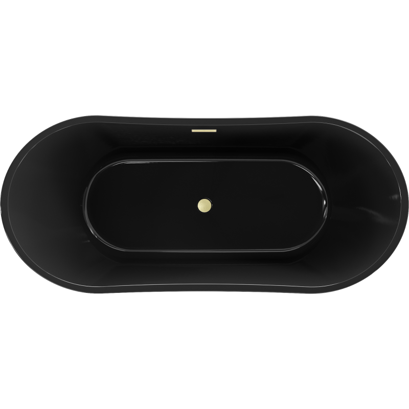 Mexen Montana vrijstaande badkuip 170 x 80 cm, zwart, gouden geborstelde overloop - 52011708070-55