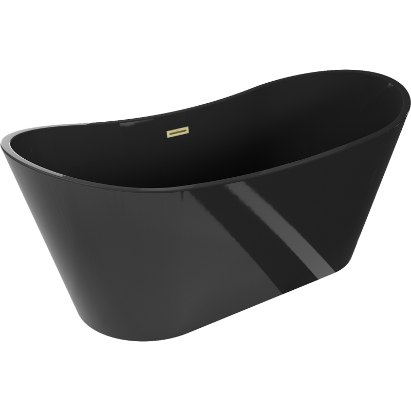 Mexen Montana freestanding bathtub 170 x 80 cm, black, brushed gold overflow - 52011708070-55