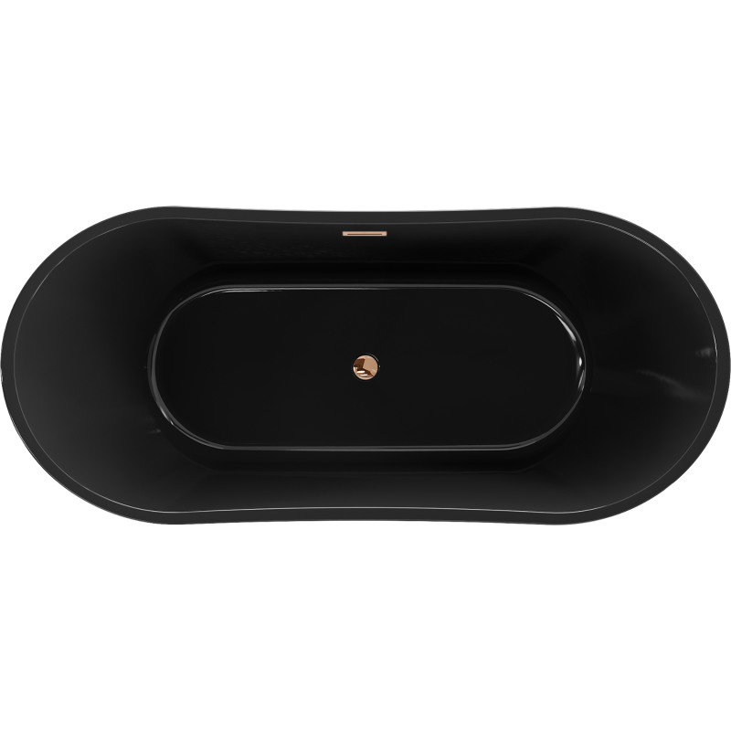 Mexen Montana 170 x 80 cm Freestanding Bathtub, Black, Rose Gold Overflow - 52011708070-60