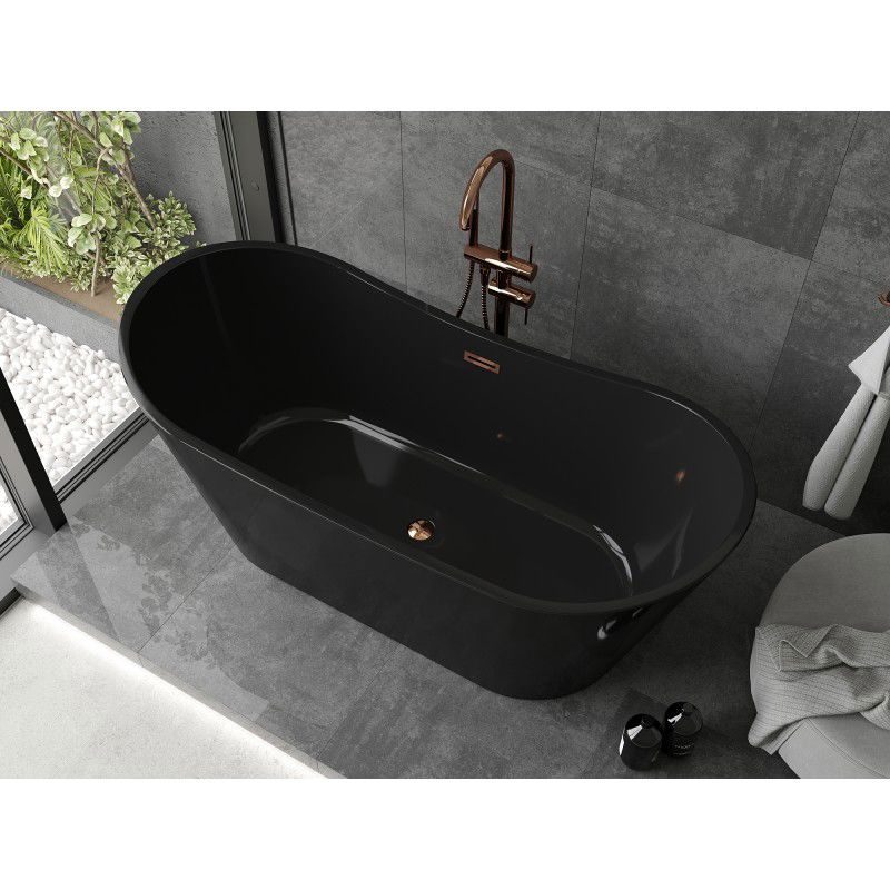 Mexen Montana freestanding bathtub 170 x 80 cm, black, overflow rose gold - 52011708070-60