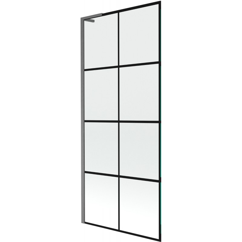 Mexen Next L parawan nawannowy 1-skrzydłowy 80 x 150 cm, czarna kratka,  gun gray szczotkowany - 895-080-000-03-77-66