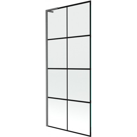Mexen Next L badwand 1-vleugel 80 x 150 cm, zwart raster, geborsteld geweergrijs - 895-080-000-03-77-66