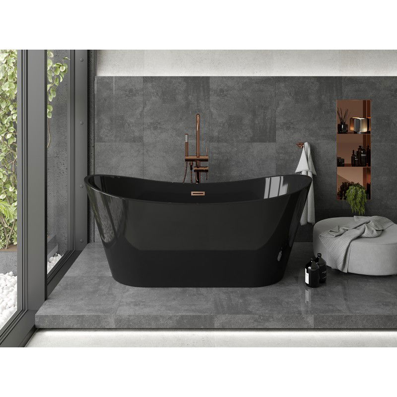Mexen Montana vasca da bagno freestanding 170 x 80 cm, nero, troppo pieno rame spazzolato - 52011708070-65