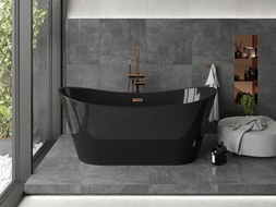 Mexen Montana baignoire autoportante 170 x 80 cm, noire, trop-plein cuivre brossé - 52011708070-65