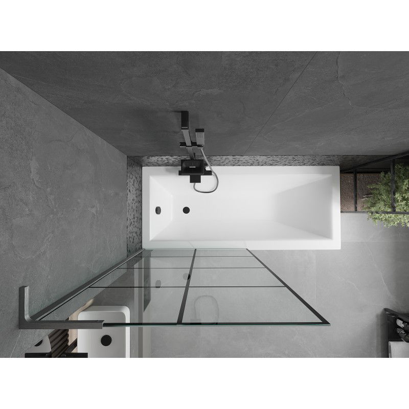 Mexen Next L shower screen 1-winged 90 x 150 cm, black grid, brushed gun gray - 895-090-000-03-77-66