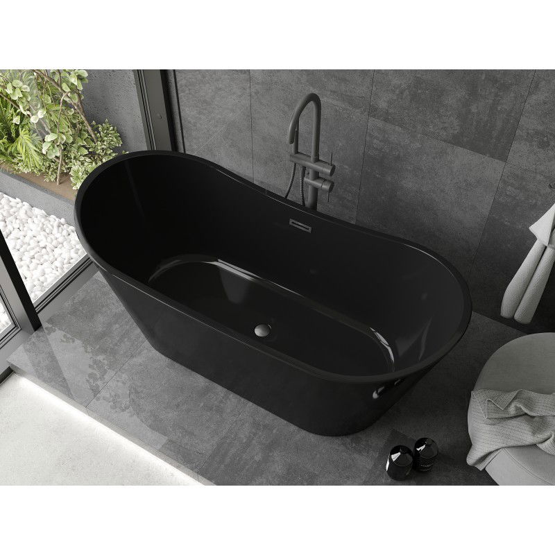 Mexen Montana vasca da bagno indipendente 170 x 80 cm, nera, troppo pieno gun gray spazzolato - 52011708070-66