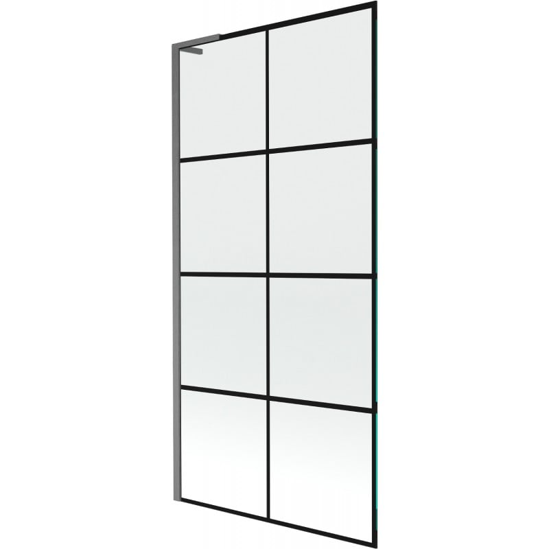Mexen Next L duschskärm 1-bladig 90 x 150 cm, svart rutnät, borstad gun gray - 895-090-000-03-77-66