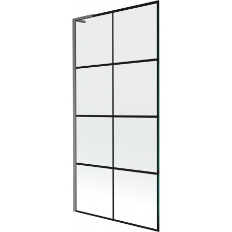 Mexen Next L badwand afscherming 1-delig 90 x 150 cm, zwart raster, gepolijst geweergrijs - 895-090-000-03-77-66