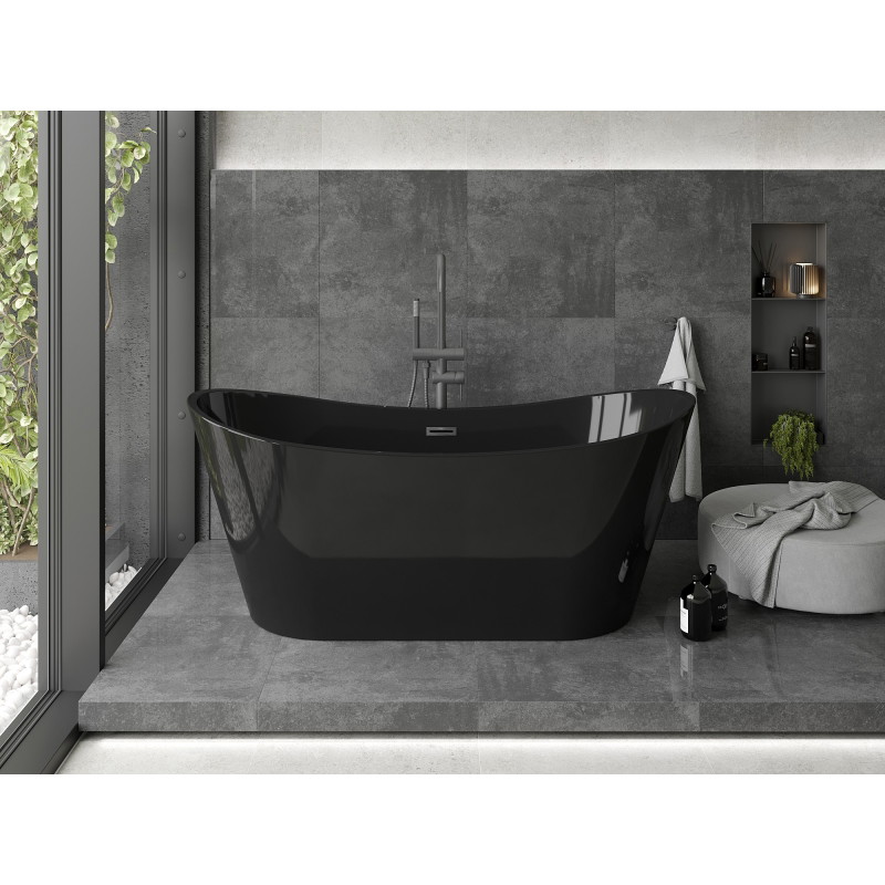 Mexen Montana freestanding bathtub 170 x 80 cm, black, brushed gun gray overflow - 52011708070-66