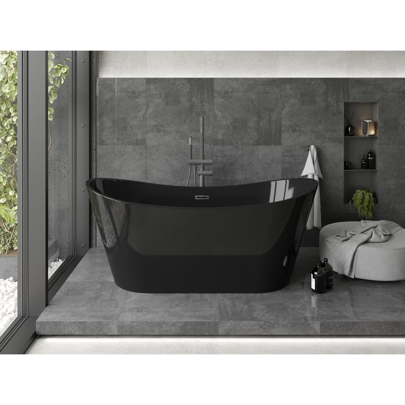 Mexen Montana vabalt seisev vann 170 x 80 cm, must, ülevool gun gray harjatud - 52011708070-66