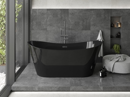 Mexen Montana baignoire autoportante 170 x 80 cm, noire, trop-plein gun gray brossé - 52011708070-66