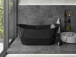 Mexen Montana bañera exenta 170 x 80 cm, negra, rebosadero gun gray cepillado - 52011708070-66